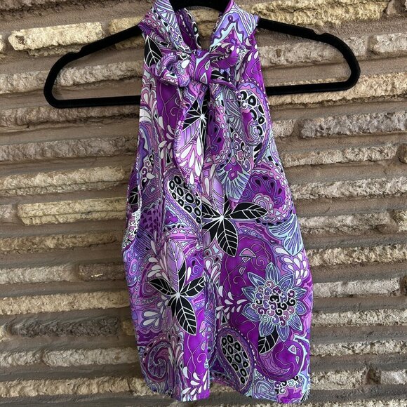 necessary objects by ady gluck frankel Purple Paisley Halter Top Size Small - Picture 5 of 7